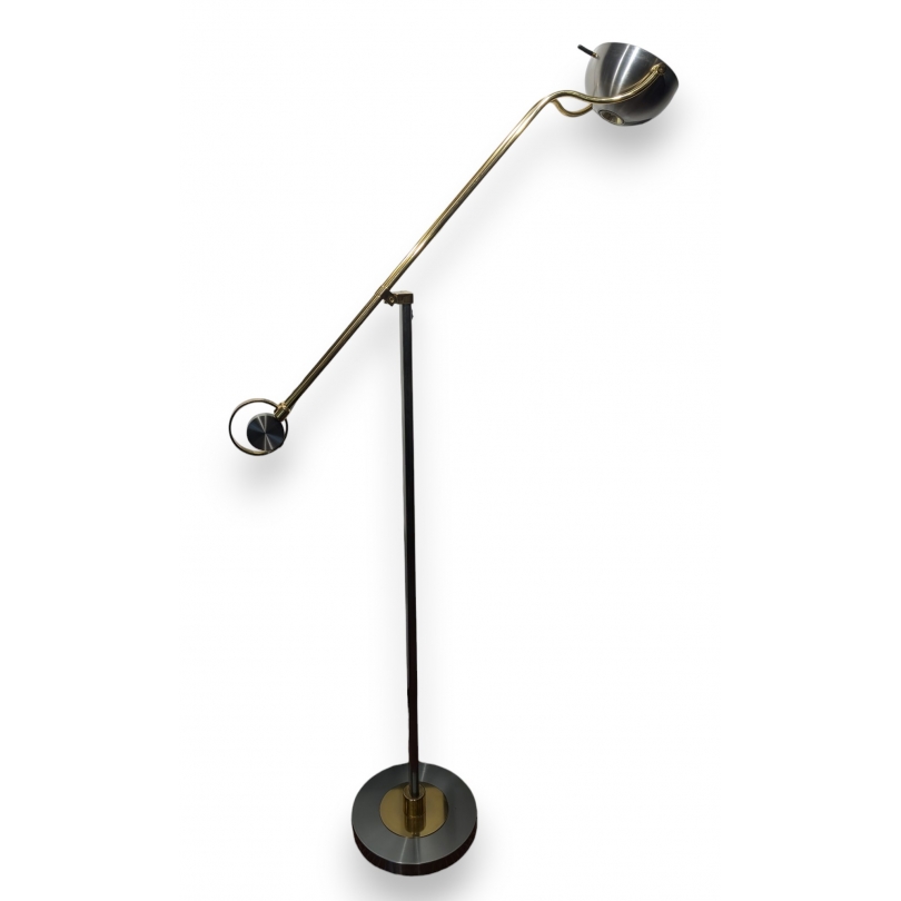 Lampadaire en laiton et métal chromé