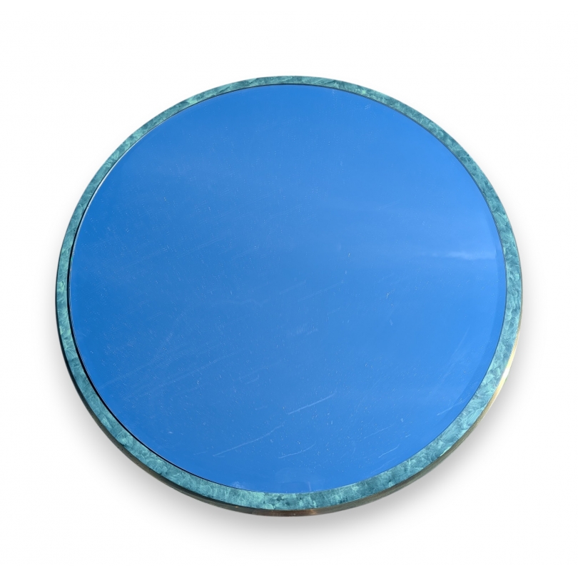 Miroir rond bordure en laiton émaillé vert