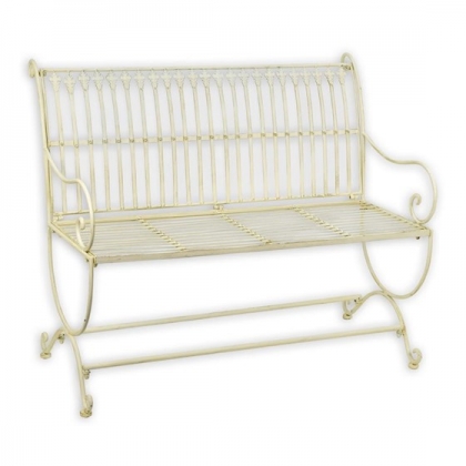 White-painted iron folding bench