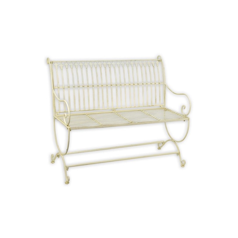 White-painted iron folding bench