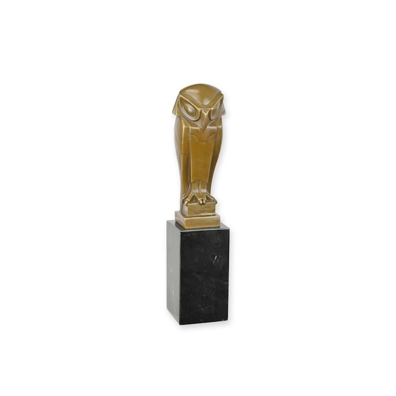 Bronze hibou Art Deco socle en marbre