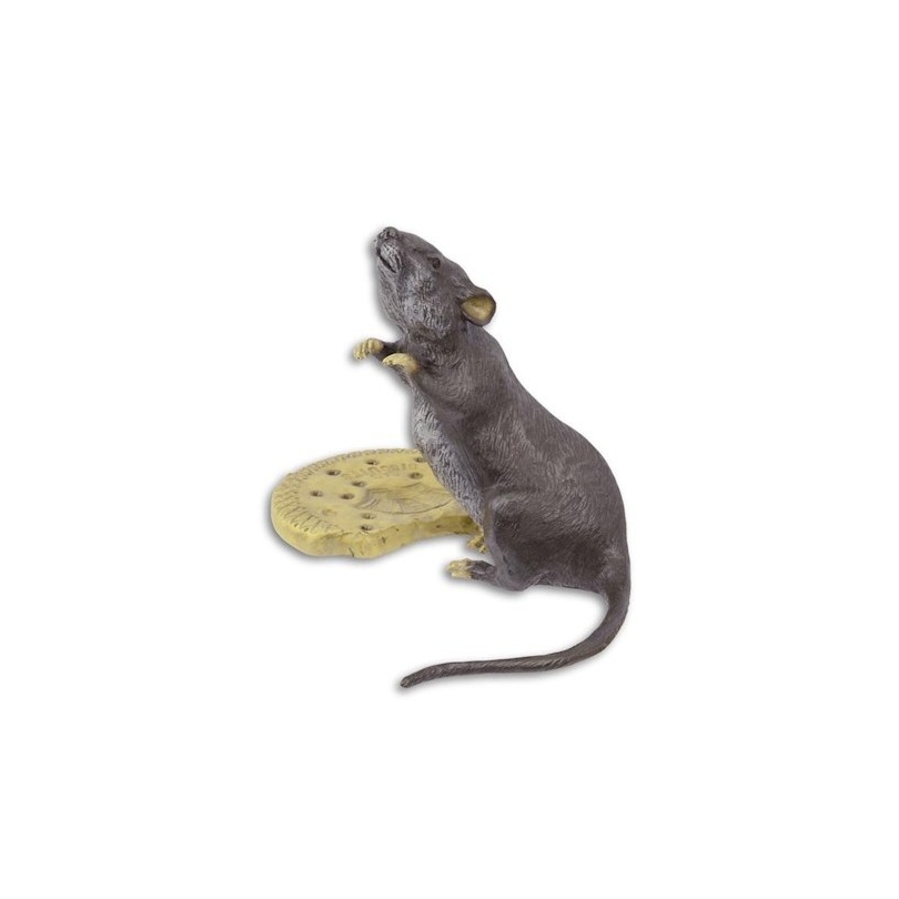 Bronze Souris et son biscuit peint à froid