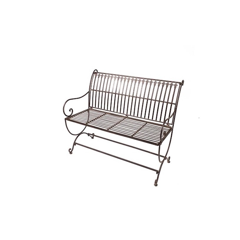 Banc pliant en fer peint brun