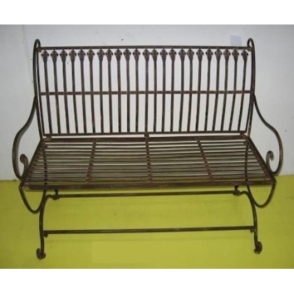 Banc pliant en fer peint brun