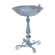 Bain d'oiseaux rond en tôle bleu antique