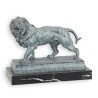 Bronze à patine verte Lion marchant