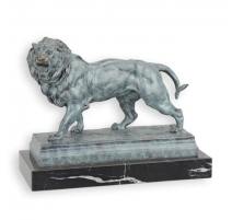 Bronze à patine verte Lion marchant