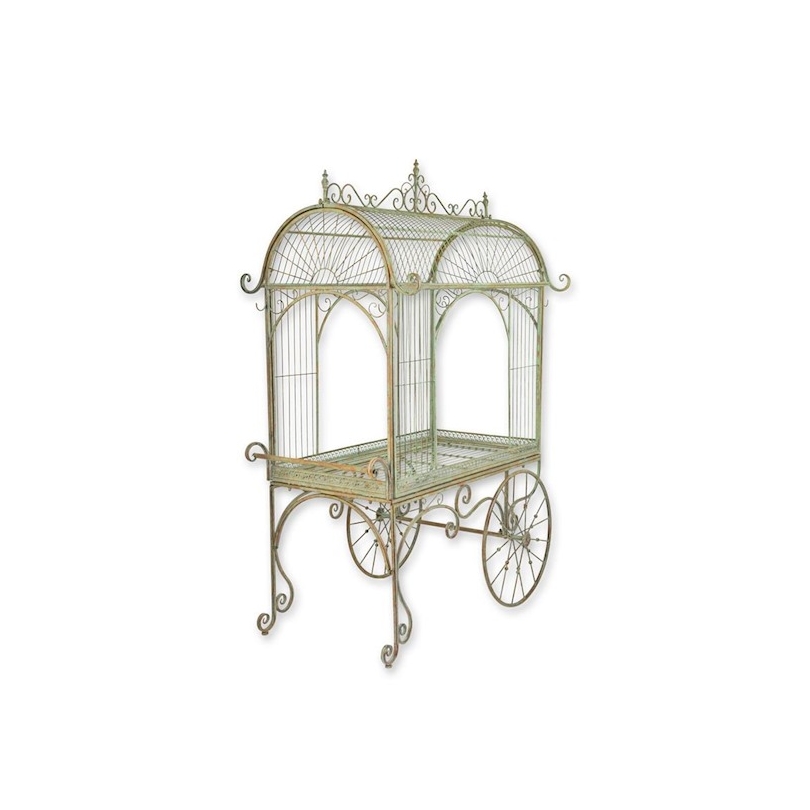 "Charette" plant stand in white wrought iron