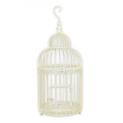 Cage à oiseaux en fer forgé blanc
