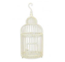 Cage à oiseaux en fer forgé blanc