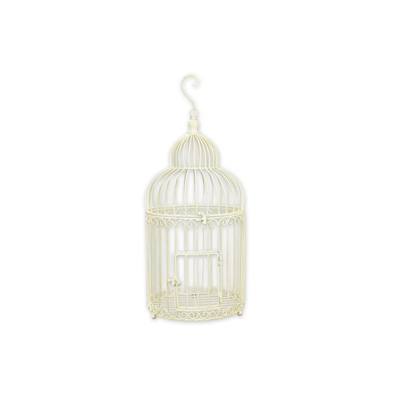 Cage à oiseaux en fer forgé blanc