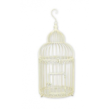 Cage à oiseaux en fer forgé blanc