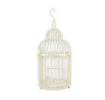 Cage à oiseaux en fer forgé blanc