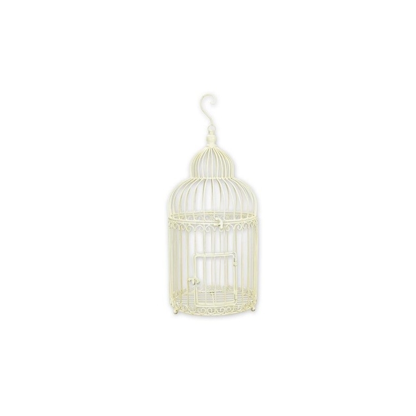 Cage à oiseaux en fer forgé blanc