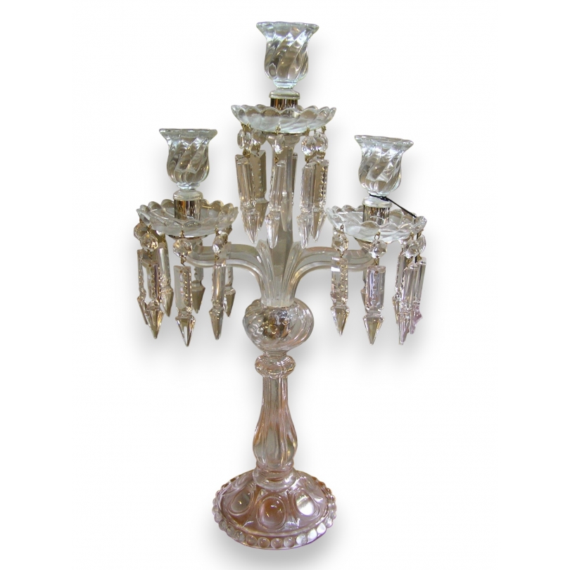 Candlestick, 3 candle holders, glass, by  Moinat SA  - Antiques and home décor