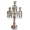 Chandelier, 3 bougeoirs, en verre avec pendeloques