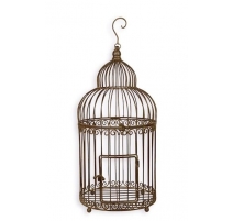 Cage à oiseaux en fer forgé brun