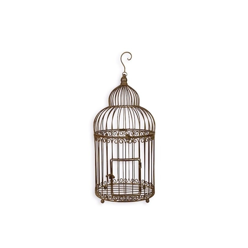 Cage à oiseaux en fer forgé brun