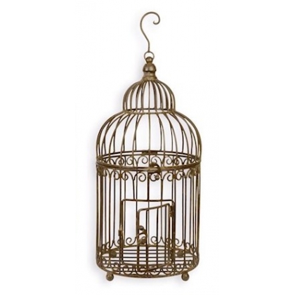 Cage à oiseaux en fer forgé brun