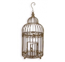 Cage à oiseaux en fer forgé brun