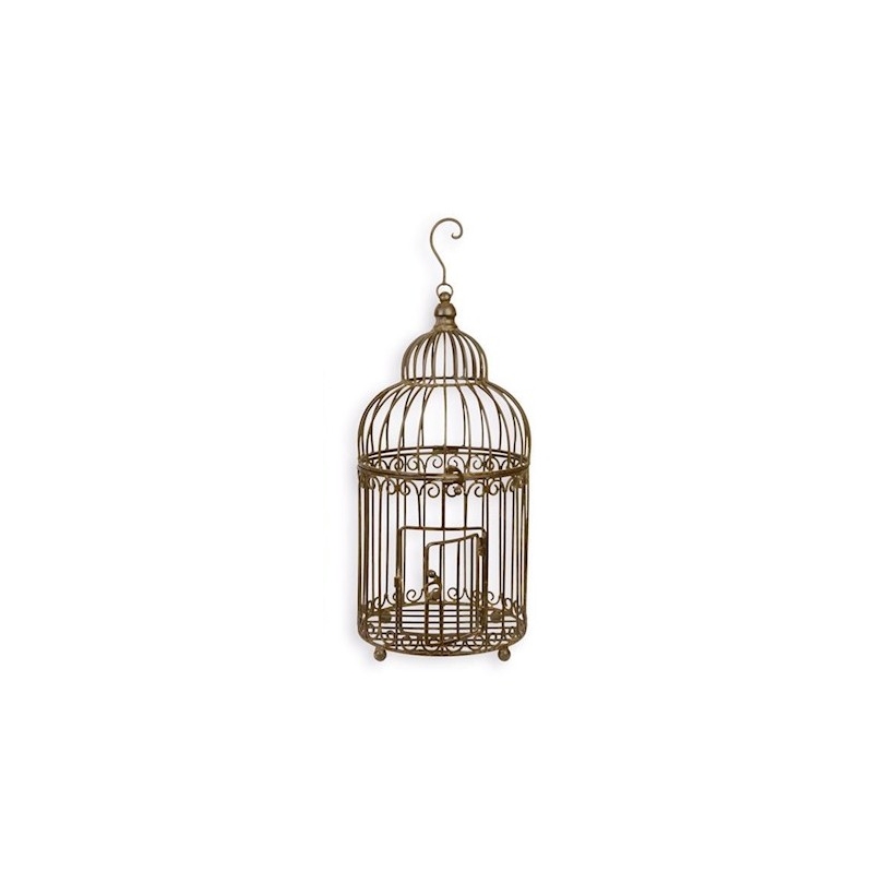 Cage à oiseaux en fer forgé brun