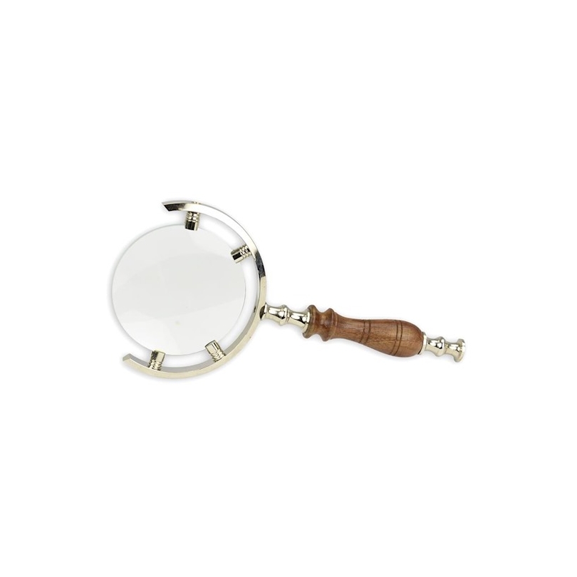 Loupe en bois et laiton chromé