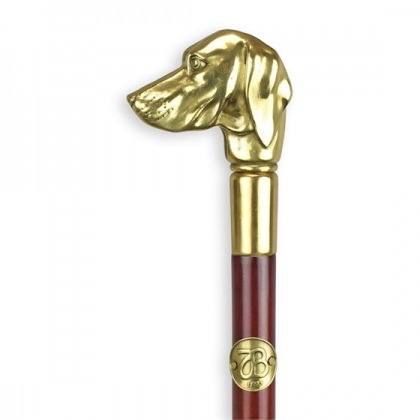Walking stick with a bronze dog-shaped handle