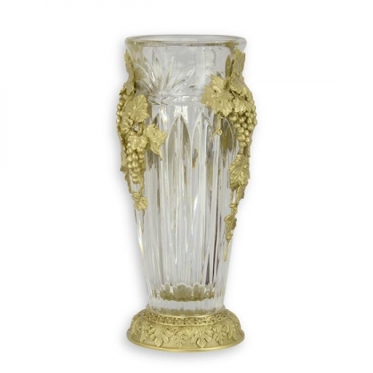 Vase en verre orné de Raisins en bronze doré