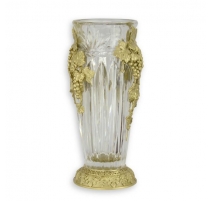 Vase en verre orné de Raisins en bronze doré