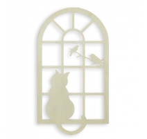 Décor mural "Chat à la fenètre" en tôle blanche