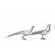 Paire de Faisans dorés en argent 915