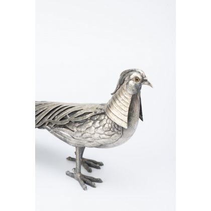 Paire de Faisans dorés en argent 915