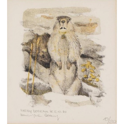 Lithograph entitled ‘Marmotte’, signed COSANDEY