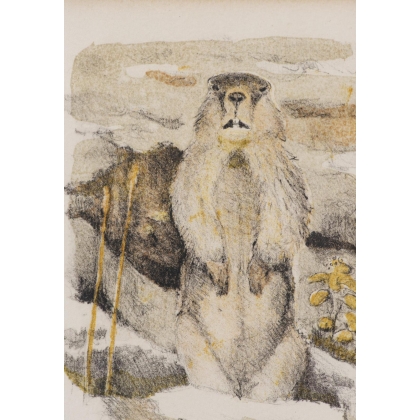 Lithograph entitled ‘Marmotte’, signed COSANDEY