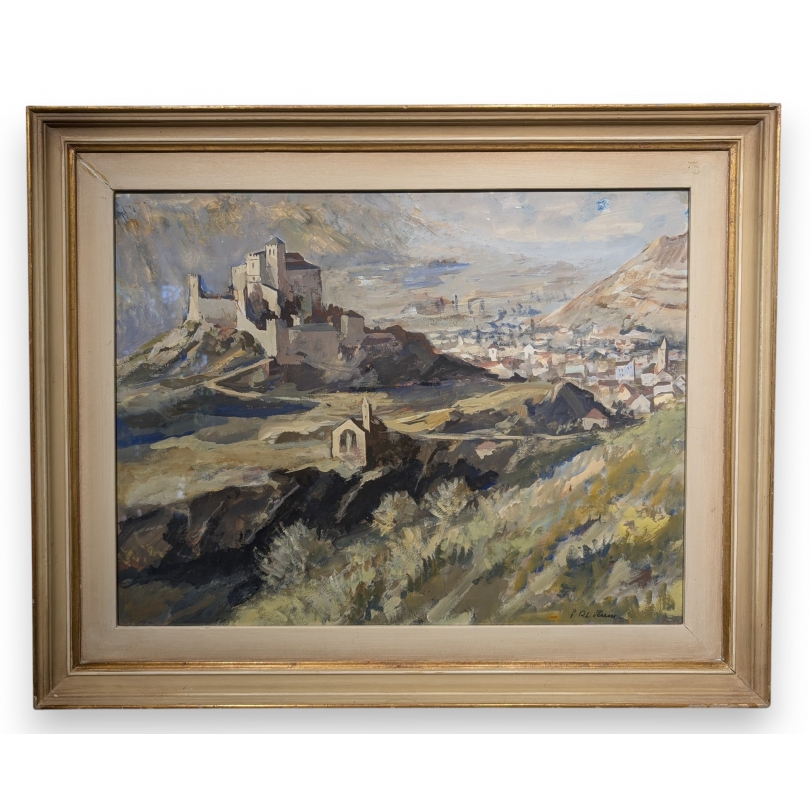 Tableau \"Sion\" signé P. Rt. PERRIN