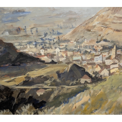 Tableau \"Sion\" signé P. Rt. PERRIN