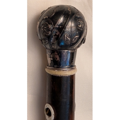 Canne pommeau en argent Roses
