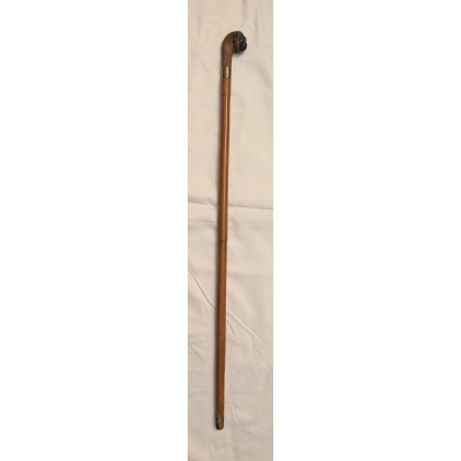 Canne pommeau tête de singe en bois sculpté