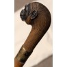 Canne pommeau tête de singe en bois sculpté