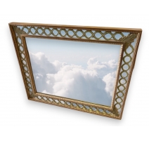 Miroir style Louis XVI à rinceaux dorés et verts