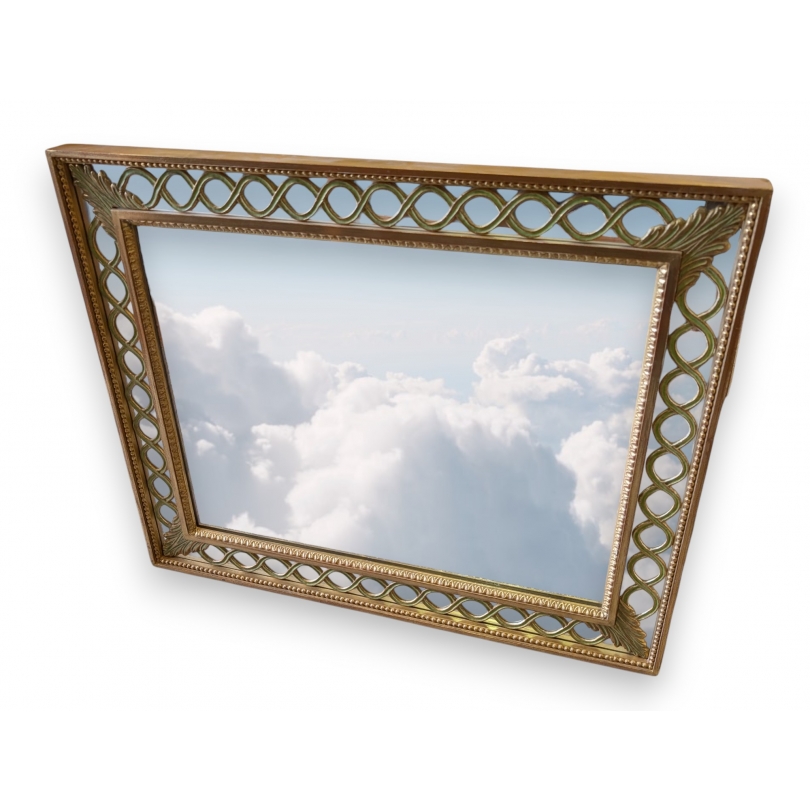Miroir style Louis XVI à rinceaux dorés et verts