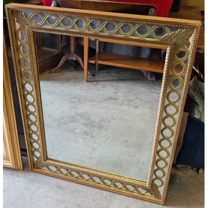 Miroir style Louis XVI à rinceaux dorés et verts