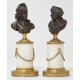 Paire de bustes en bronze "Voltaire" et "Rousseau"