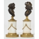 Paire de bustes en bronze "Voltaire" et "Rousseau"