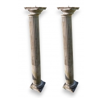 Paire de colonnes cannelées en marbre de Carrare
