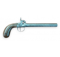 Pistolet à percussion, canon damasquiné