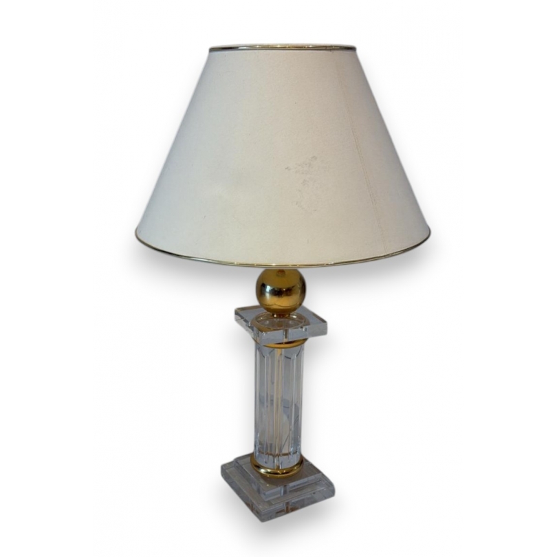 Lampe en plexiglas et laiton doré
