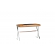 Bureau Trocadero en inox et cuir noir