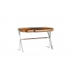Bureau Trocadero en inox et cuir noir