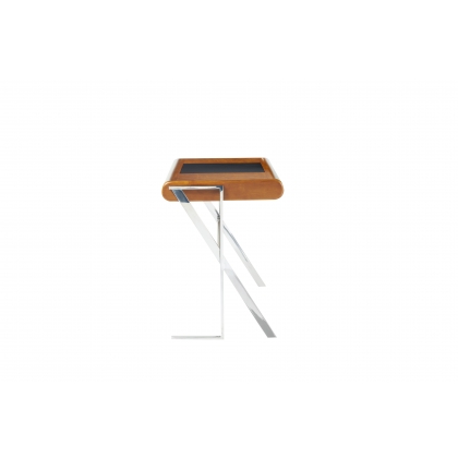 Trocadero desk in stainless steel and black leather
